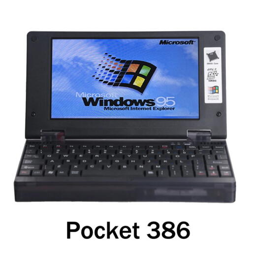 Book 8088 a 386SX handheld spojeni v Pocket 386