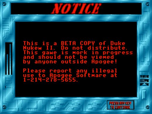 Objevena beta Duke Nukem II, mrkněte na rozdíly v intru