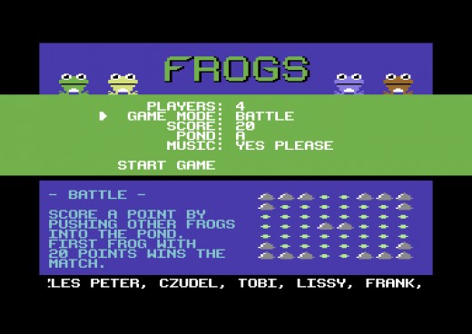 Frogs, C64 novinka pro 4 hráče