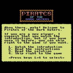 The Pirates of Dark Waters V2, přeleštěná textovka pro Commodore 64